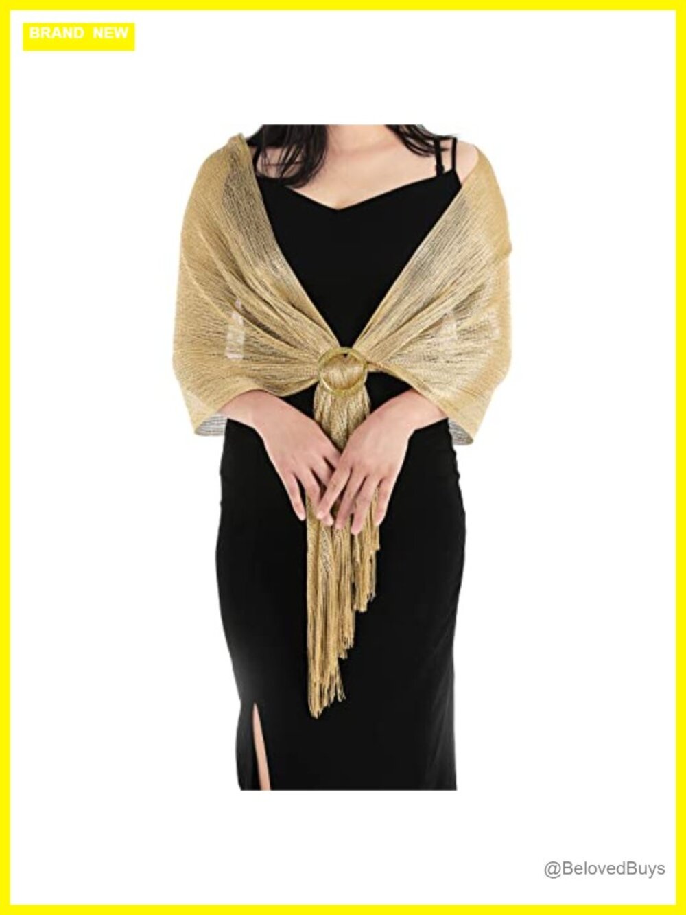 Metallic Evening Shawl Formal Wrap Fringed Women Wedding Party Accessory